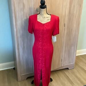 NWT Vintage Casual Corner 90’s Red Midi Dress Pretty Woman Hailey Rich Mom Sz 10